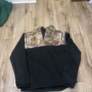 Habit Pullover Men Large Black Camouflage 1/4 Zip Fleece Hiking Outdoors Knit